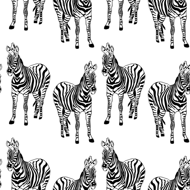 Abstract hand painted seamless animal background. Zebra striped - Διάνυσμα, εικόνα