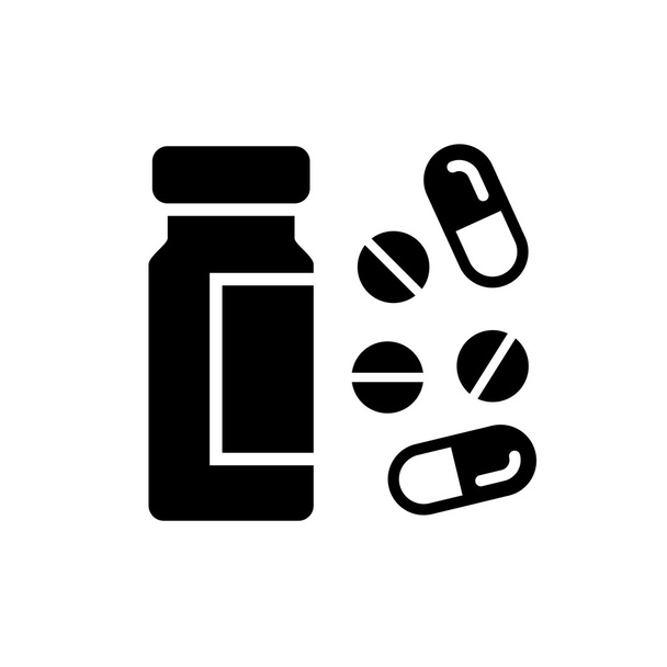 Fekete-fehér tabletta ikon - Vektor, kép