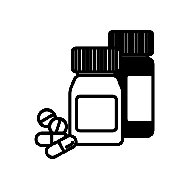 Icono de la píldora blanca y negra
 - Vector, Imagen