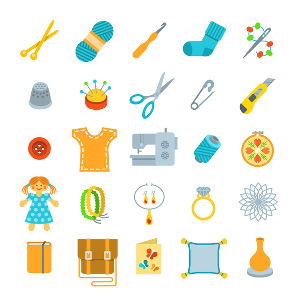 Handmade hobby activities vector flat icons - Vector, Image