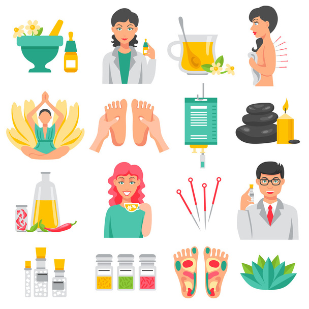 conjunto de ícones de medicina alternativa
  - Vetor, Imagem