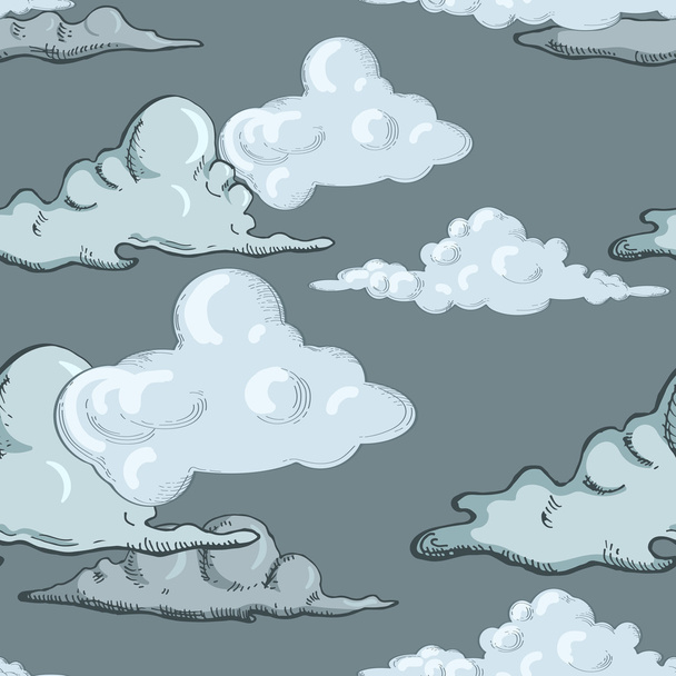 naadloze patroon met wolken in de hemel - Vector, afbeelding