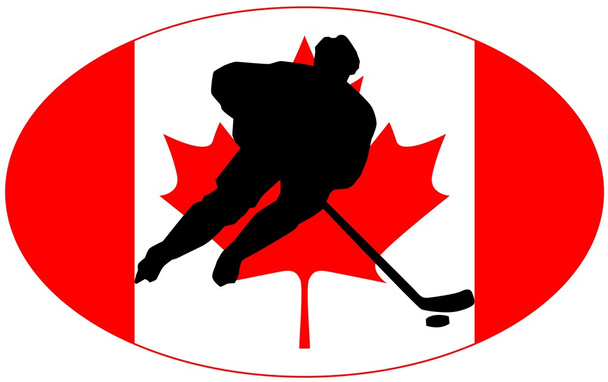 Silhouette of hockey player with flag - Vector, Image