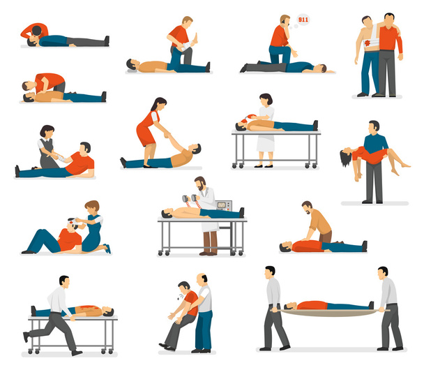 First Aid Emergency Flat Icons Set - Vector, Image