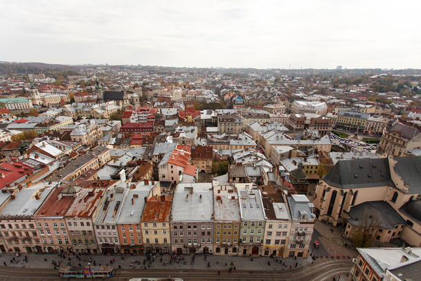 View of Lviv from the roof City Hall tower at Market Square - Fotoğraf, Görsel
