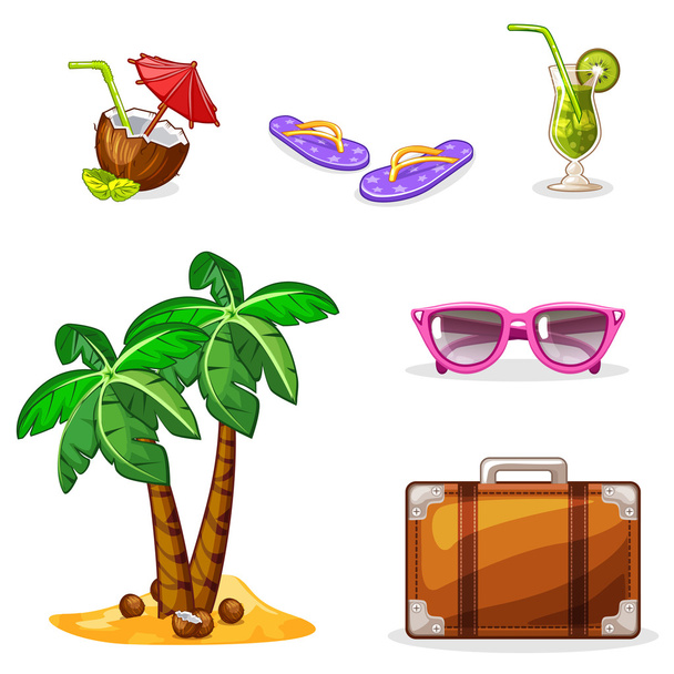 Fondo de vacaciones y viajes. Establecer símbolos de verano, copia JPG similares
 - Foto, imagen