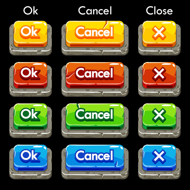 Cartoon colorful stone square buttons for game  - Photo, Image