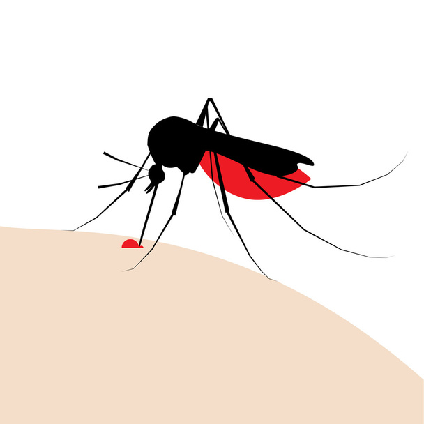 szúnyog harap silhouette csepp vér - Vektor, kép