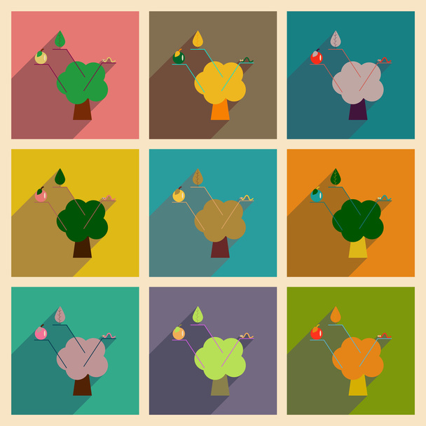 Conceito de ícones planos com infográficos de árvore de sombra longa
 - Vetor, Imagem