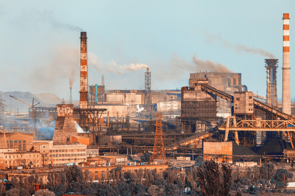 Industrial landscape. Steel factory. Heavy industry in Europe - Фото, изображение