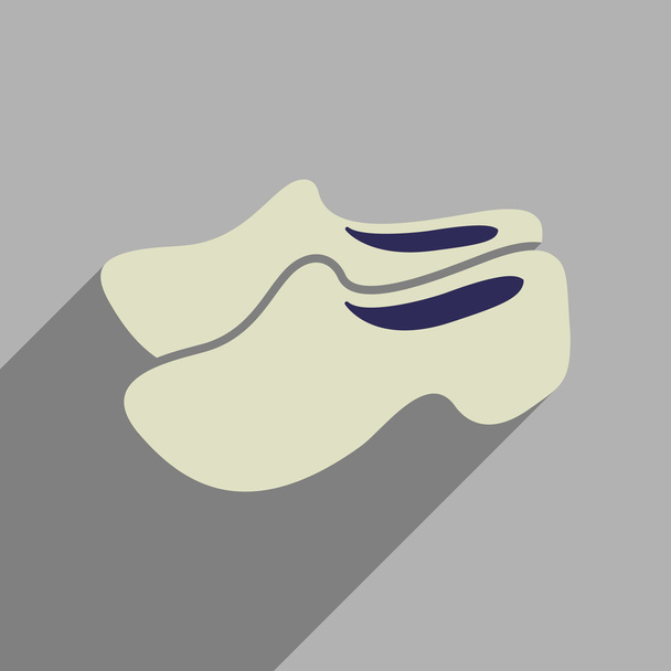 Icono web plano con zapatos de madera de sombra larga
 - Vector, imagen