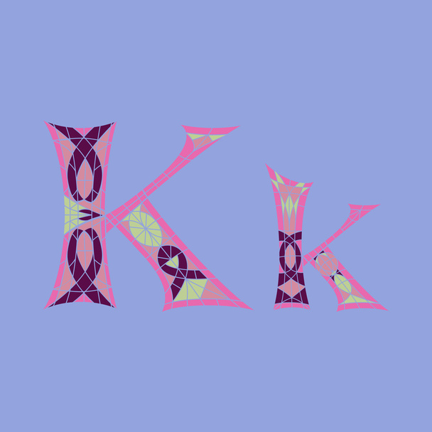 Low poly litery K w kolorowe mozaiki wielokąta - Wektor, obraz