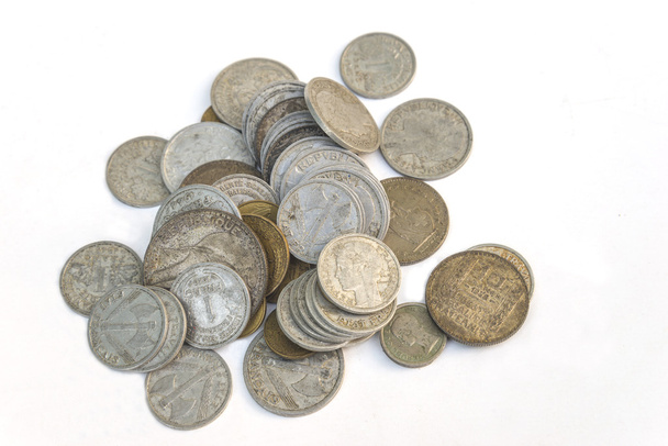 Montones de monedas francesas muy antiguas
 - Foto, imagen