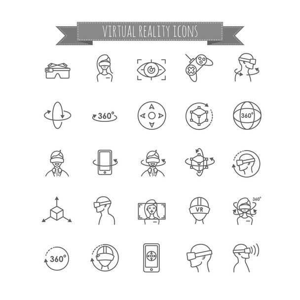 Virtuális és a kibővített valóság ikon készlet - Vektor, kép