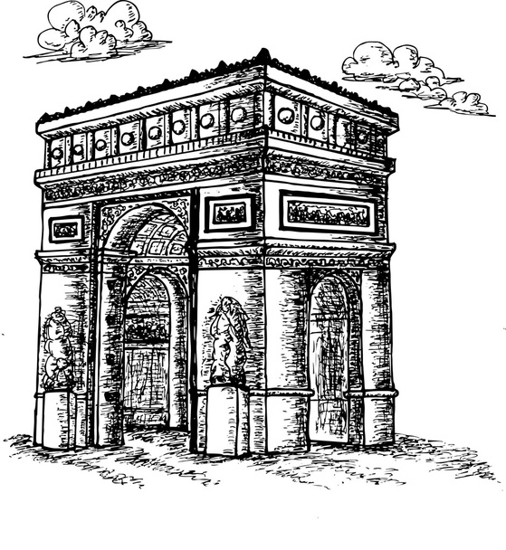 Ескіз Тріумфальна арка в Парижі - Вектор, зображення