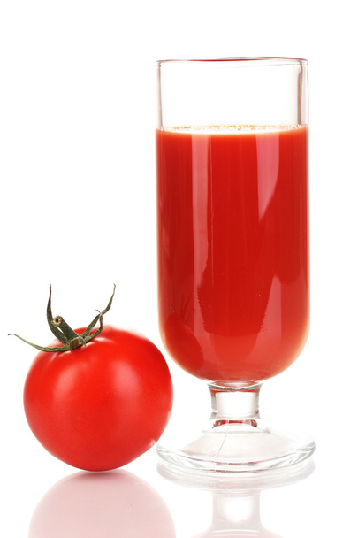 Tomato juice in glass isolated on white - Fotoğraf, Görsel