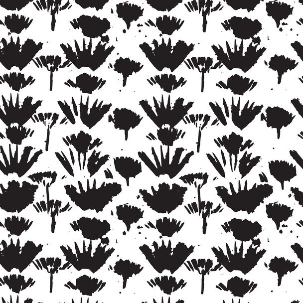 Hand drawn seamless pattern with ink prints - Vecteur, image