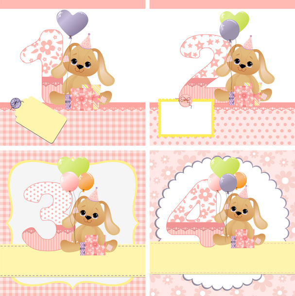 Cute templates for baby card - Vector, Imagen