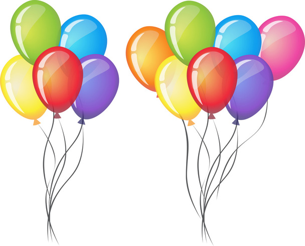 Vier vector ballonnen op witte achtergrond. Lucht ballon, opblaasbare ballon lucht, rubber lucht ballon vliegen, Festival decoratie verjaardag illustratie vector - Vector, afbeelding