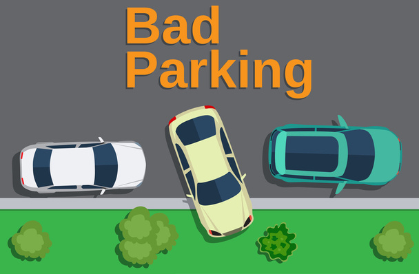 Bad parking. car parked on the lawn. - Vector, Image