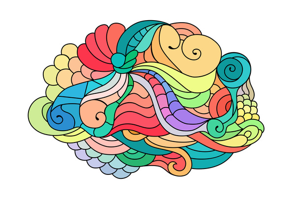 Colorful zentangle doodle sketch. Tattoo sketch. Ethnic tribal wavy vector illustration. - Vecteur, image