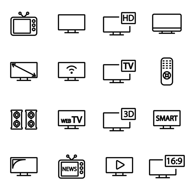 Vector line tv icon set - ベクター画像