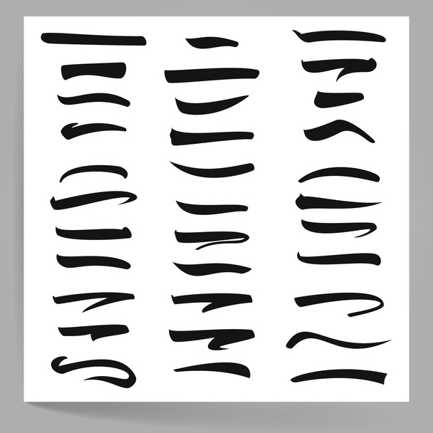 下線。白い背景に分離された黒い文字線を設定します。家の暖かいポスター、グリーティングカード、ホームデコレーション、ビジネスプレゼンテーションのためのインク手作りの要素。ベクトルイラストレーション - ベクター画像