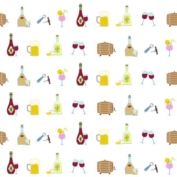 Seamless background with alcohol icons  - Vector, Image