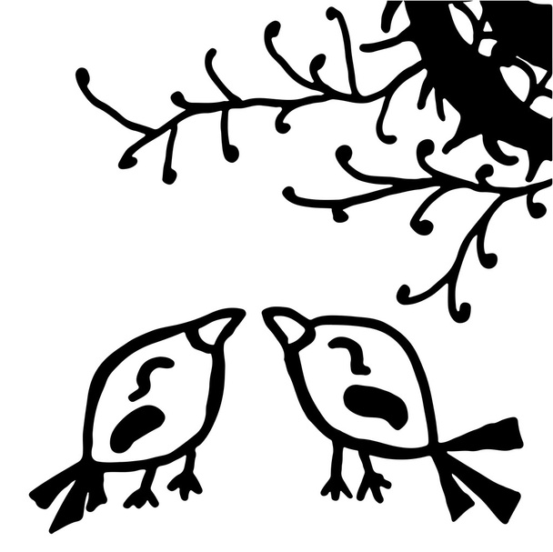 Doodle aves en el amor tinta bosquejo arte vector
 - Vector, imagen