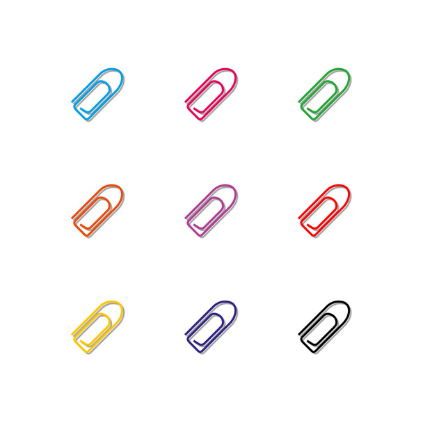 Set of multicolored paper clips, vector illustration. - Vector, Image