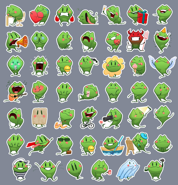 Collezione di Emoticon Emoji Cartoon Frog
 - Vettoriali, immagini