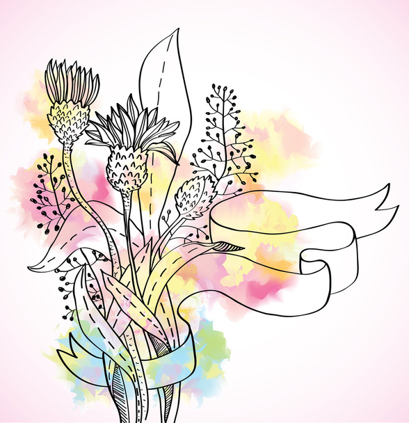 Romantico colorato sfondo fiore selvatico con nastro
 - Vettoriali, immagini
