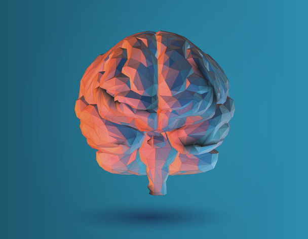 青色の背景の低ポリ 3 d 脳図 - ベクター画像