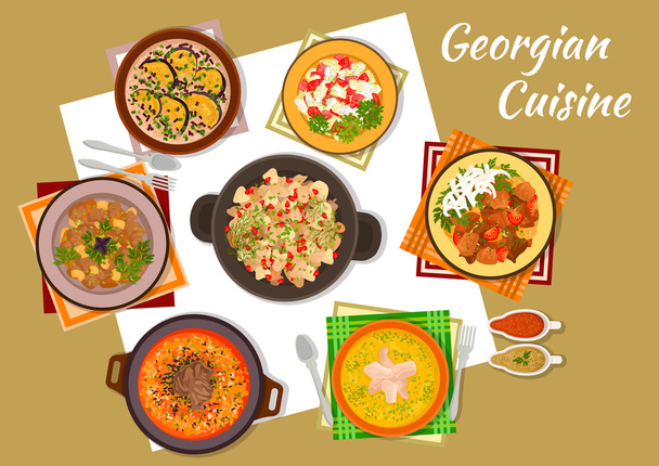 Georgische Küche traditionelle rustikale Dinner-Ikone - Vektor, Bild