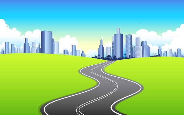 Highway going to City - Vector, Image