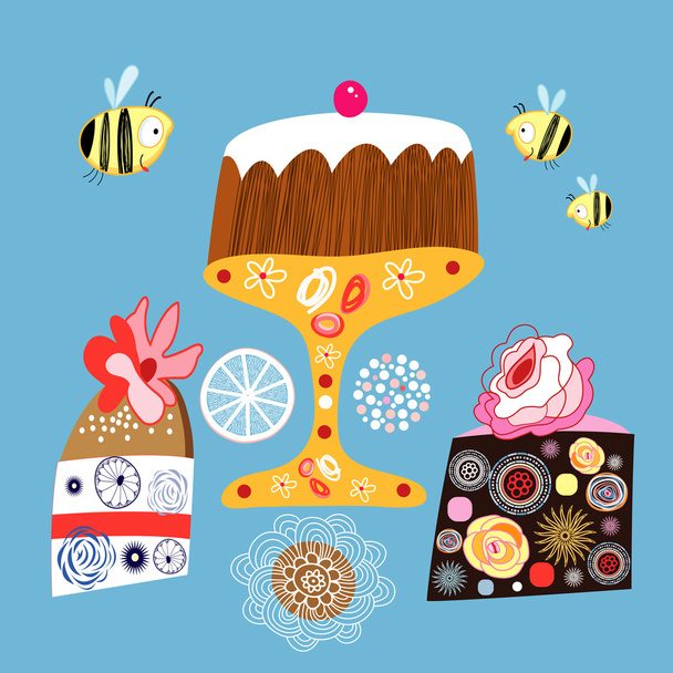Bright decorative cakes - ベクター画像