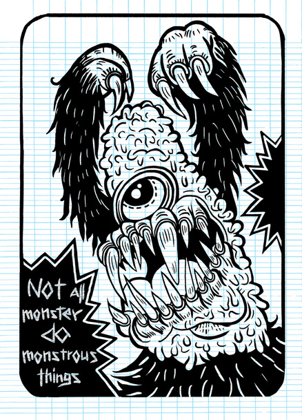 cita monstruo dibujado a mano, póster tipográfico. no todos los monstruos hacen
 - Vector, Imagen