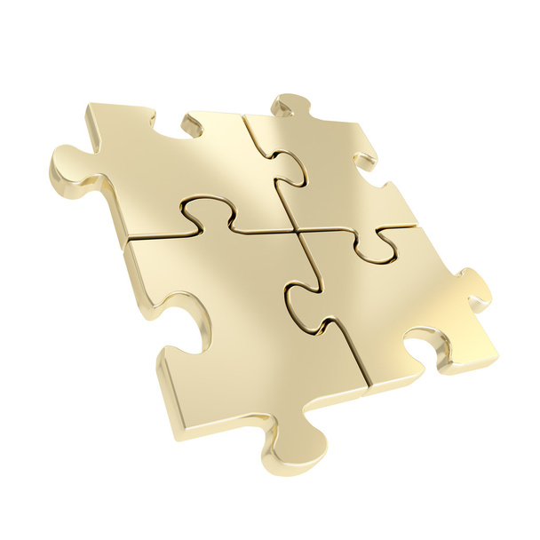 Four linked puzzle jigsaw pieces isolated - Fotoğraf, Görsel