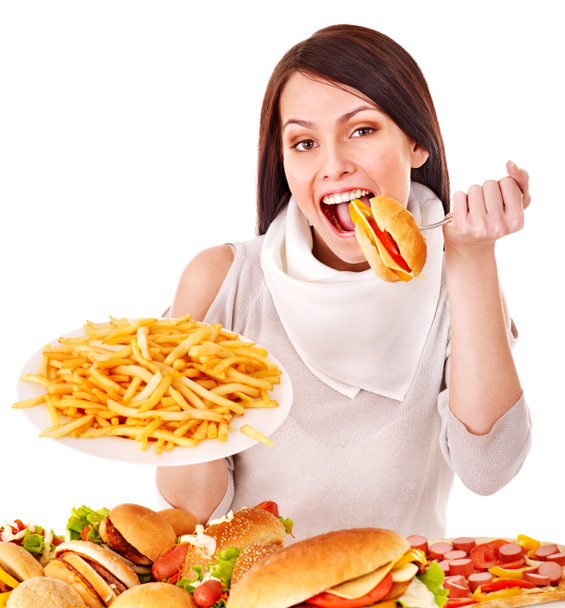 Mulher comendo fast food. - Foto, Imagem