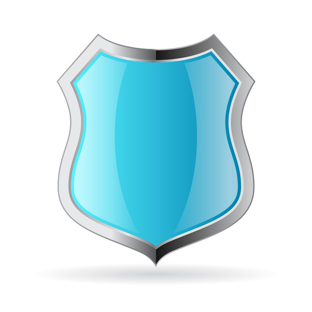 Blue metal shield icon - Vektor, Bild
