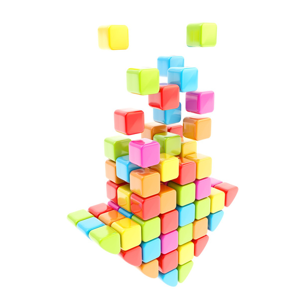 Segmented rainbow colored cube glossy colorful arrow - 写真・画像