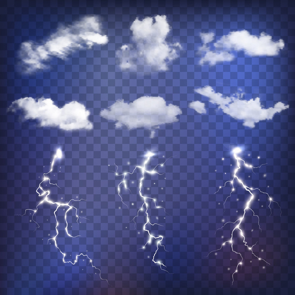 Sky creator with realistic vector clouds and thunderstorms. - Vector, Image
