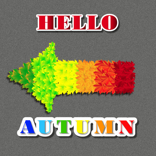 Arrow from multicolored autumn leaves indicates the direction - Фото, изображение