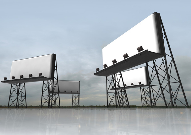Several clear billboards construction with reflectors - Zdjęcie, obraz