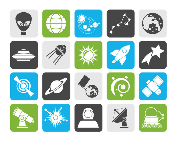 Silhouette astronomy and space icons  - Vector, Imagen