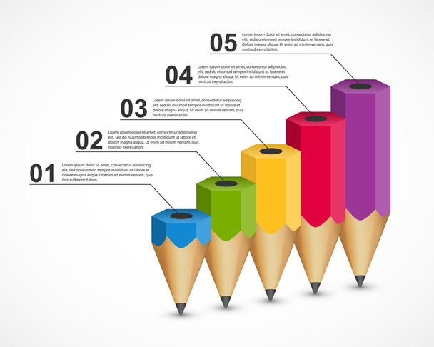 Infográfico educacional como um diagrama dos lápis para a apresentação e brochuras
. - Vetor, Imagem