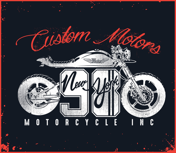 Motocykl Custom T-shirt Design  - Wektor, obraz