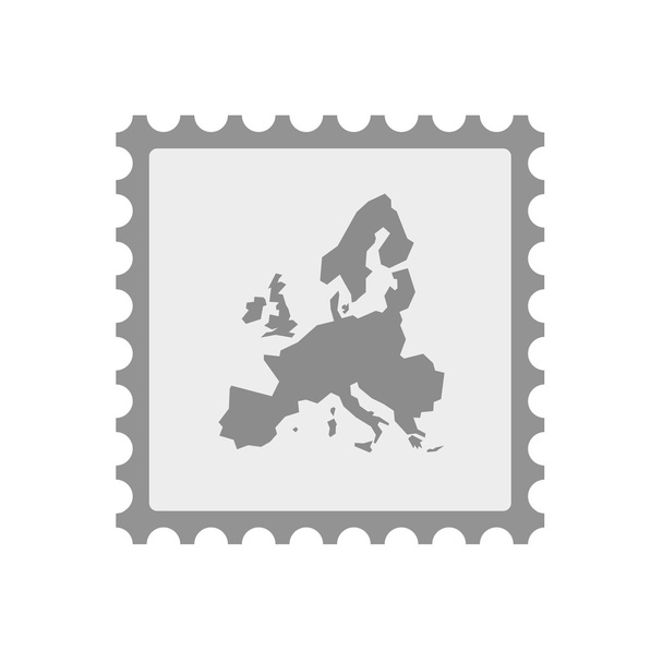 Απομονωμένα αλληλογραφία εικονίδιο σφραγίδα με ένα χάρτη της Ευρώπης  - Διάνυσμα, εικόνα