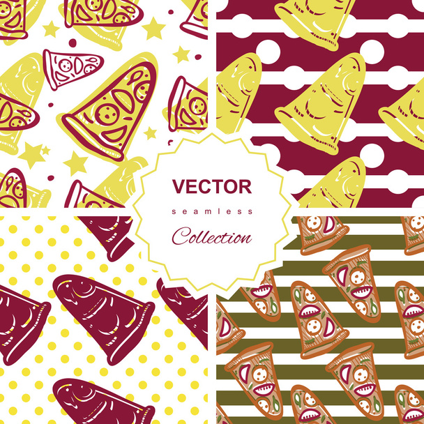 Seamless pattern set with pizza - Vector, Image