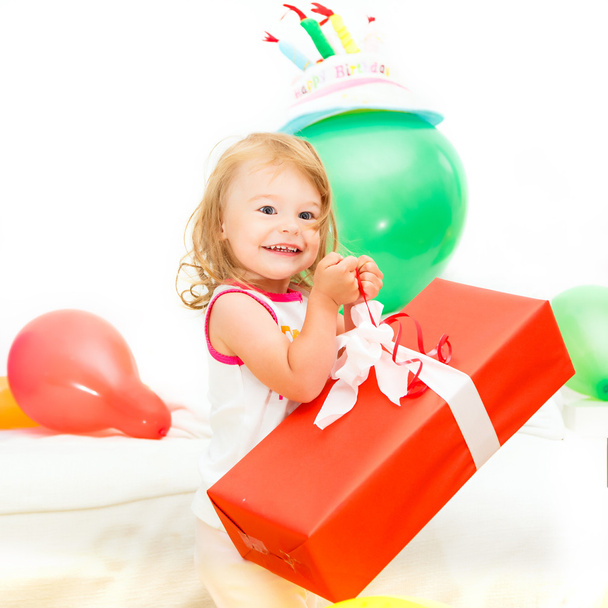 Little girl celebrating second birthday - Foto, Imagem